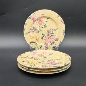 Lenox Perennial Garden Salad Plates Light Scuffing Pink Purple Flowers Yellow